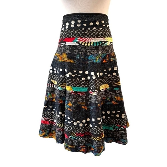 Vintage Y2K Early Anthro Layered A-Line Flair Midi Skirt - Picture 7 of 9
